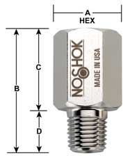 NOSHOK Sintered Snubber Dimensions